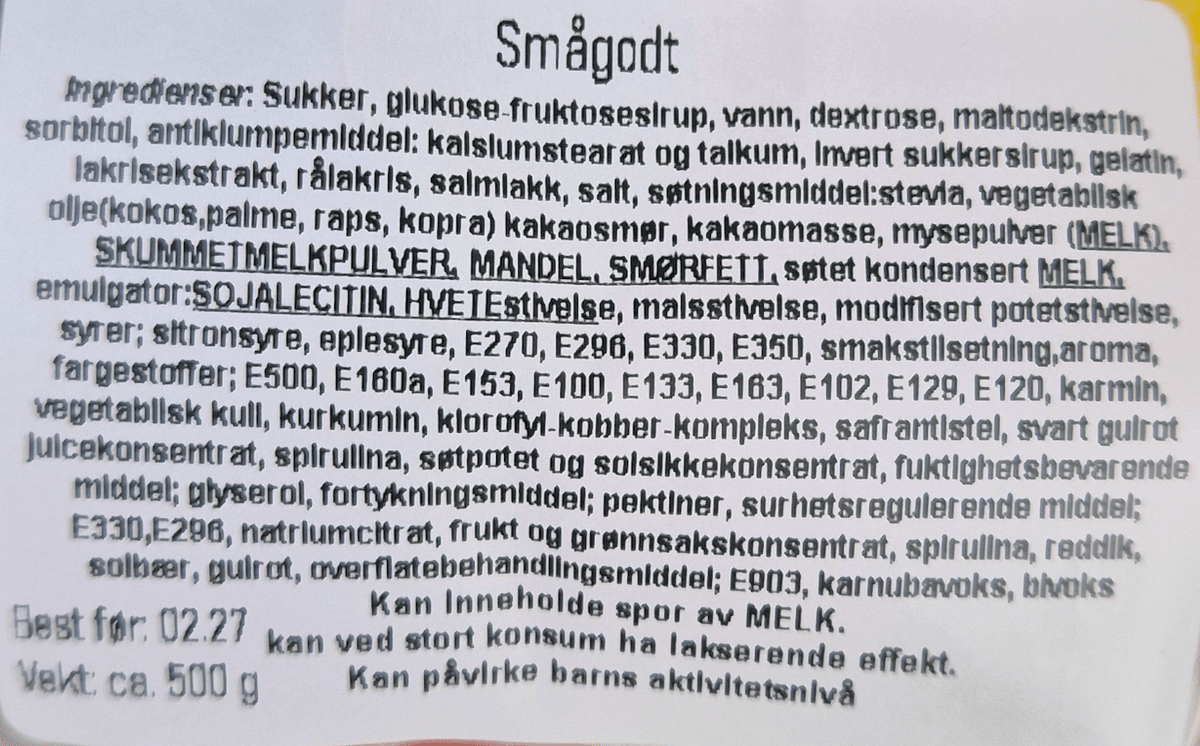 Smågodt 500g(10.26)