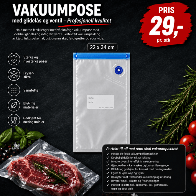 Hovedbilde Vakuumpose 22x34 cm