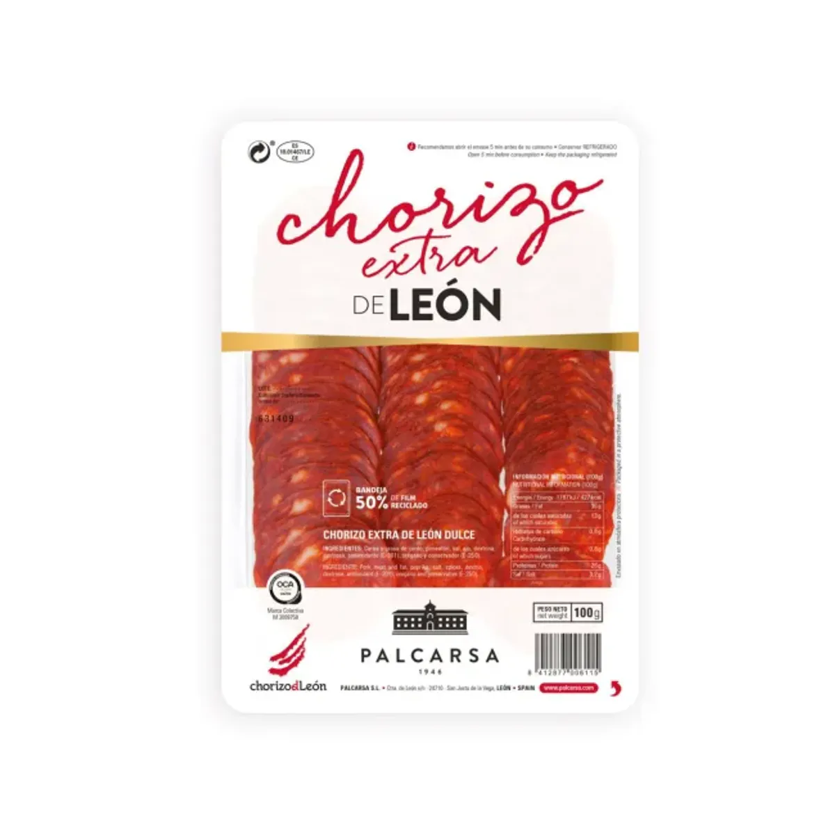 Chorizo León Extra 100g oppskåret, Palcarsa